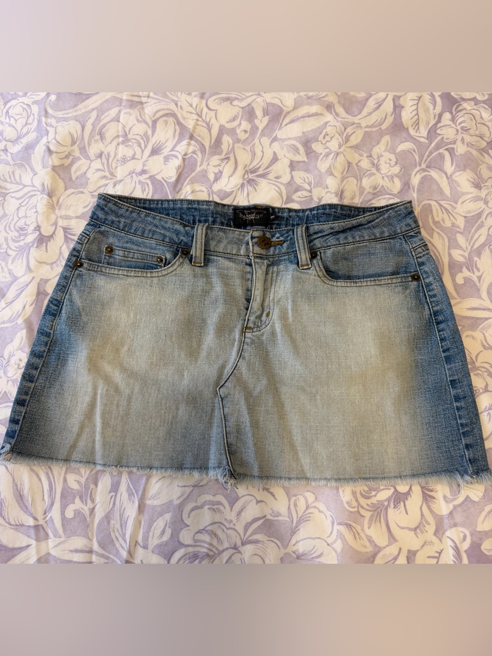 Rampage Denim Mini Skirt Size 6 Light Wash Raw Hem Y2K SIZE 6